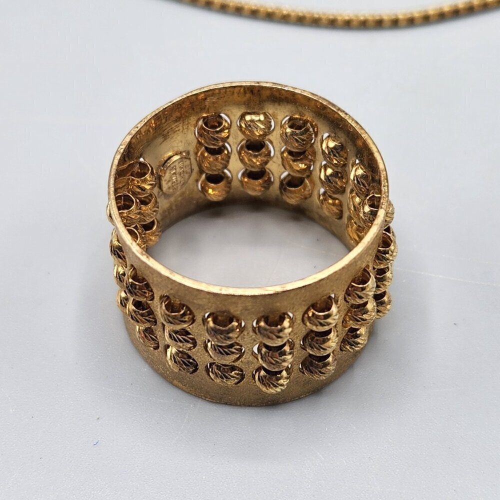 Athomie Gold Spinning Bead Necklace Pendant & Ring Sterling Silver 925 Italy - Picture 12 of 15
